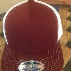 Burgundy and white trucker cap